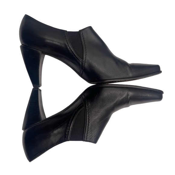 Stuart Weitzman Ankle Heeled Boots Pointed Toe Black Leather Sz 8W 73517 - Picture 14 of 15